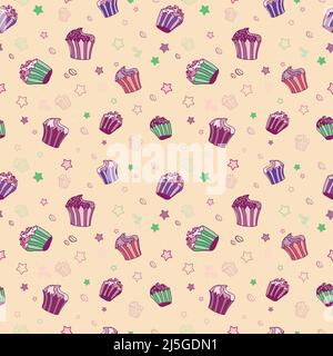 Vector pattern with muffins Stock Vector