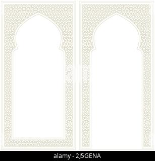 Two frames . Ornament in Arabic geometric style. Contoured lines Stock Vector