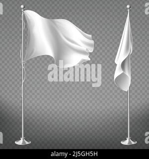 Silk flags on poles isolated on transparent background. Vector ...