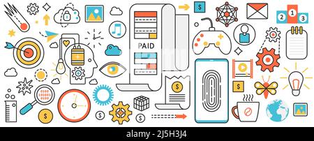 Digital payment system and user access. Abstract fingerprint security identification in mobile phone, online game, app services and social media infographic concept banner, thin line art design Stock Vector