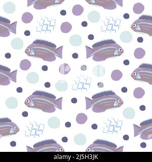 Angelfish, cute colorfull seamless pattern Stock Vector