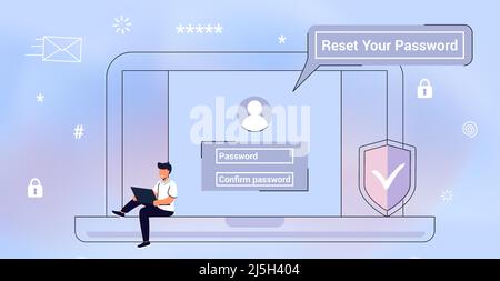 Reset password Concept of forgotten password, account access, blocked access, protection, account security Forgot the password Vector illustration ele Stock Vector