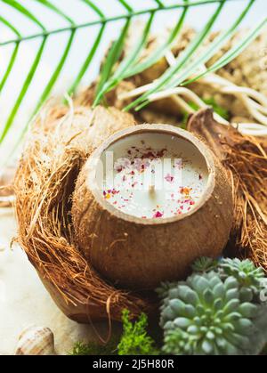 Coconut Shell Soy Wax Candle - Handmade Eco-Friendly & Vegan