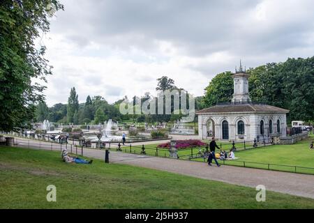 London, UK - September 2021: The Italian Garden Fountains in Kensington Gardens, London Stock Photo