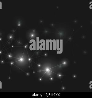 Abstract connected dots and lines on black vector background with text Stock Vector