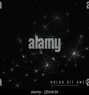 Abstract connected dots and lines on black vector background with text Stock Vector