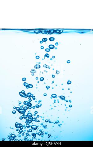Bluewater splashes the wave surface with bubbles of air. Isolated on a white background. Stock Photo