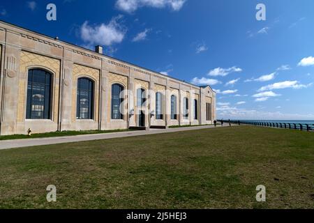 On the shore of Lake Ontario R.C. Harris Water Treatment Plant Toronto Ontario Canada. Stock Photo