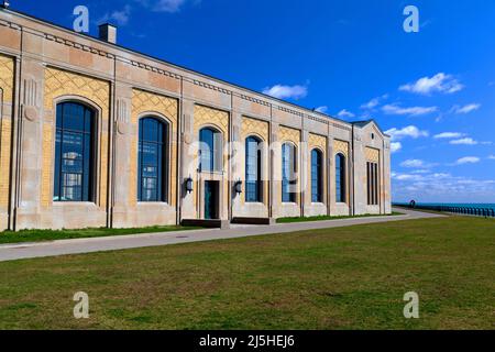 On the shore of Lake Ontario R.C. Harris Water Treatment Plant Toronto Ontario Canada. Stock Photo