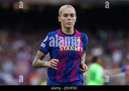 Maria Leon of FC Barcelona during the UEFA Women's Champions League Semifinal first Leg match between FC Barcelona and Wolfsburgo at Camp Nou in Barce Stock Photo