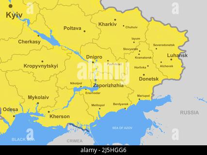 Black Sea and Sea of Azov region political map with capitals, most ...