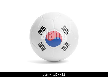 Soccer ball with the colors of the South Korea flag. 3d illustration. Stock Photo