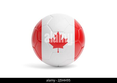 Soccer ball with the colors of the Canada flag. 3d illustration. Stock Photo