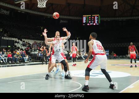 Reggio Emilia, Italy. 23rd Apr, 2022. OLYMPUS DIGITAL CAMERA during UNAHOTELS Reggio Emilia vs AX Armani Exchange Milano, Italian Basketball A Serie Championship in Reggio Emilia, Italy, April 23 2022 Credit: Independent Photo Agency/Alamy Live News Stock Photo