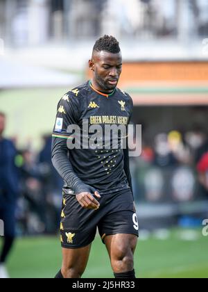 Turin, Italy. 12 February 2022. Jean-Pierre Nsame of Venezia FC in