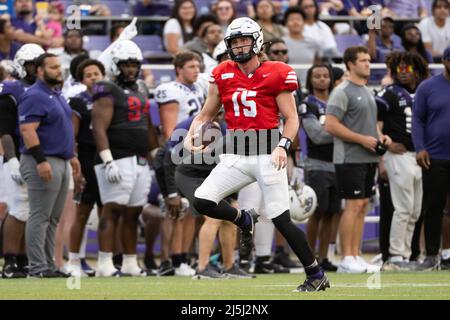 TCU Horned Frogs quarterback Max Duggan (15) throws during the College ...