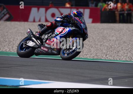 TT Assen Circuit, Assen (Netherlands), Netherlands, April 23, 2022, N°1 Toprak Razgatlioglu TUR Yamaha YZF R1 Pata Yamaha with  Brixx WorldSBK  during  Motul Dutch Round - FIM Superbike World Championship 2022 - Race 1 - World SuperBike - SBK Stock Photo