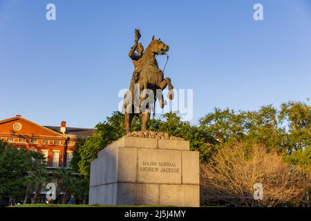 New Orleans, LA - April 3, 2022: Major General Andrew Jackson statue in New Orleans. Stock Photo