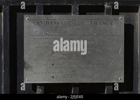 Buenos Aires, Argentina. 23rd Apr, 2022. French Embassy. (Photo by Esteban Osorio/Pacific Press) Credit: Pacific Press Media Production Corp./Alamy Live News Stock Photo