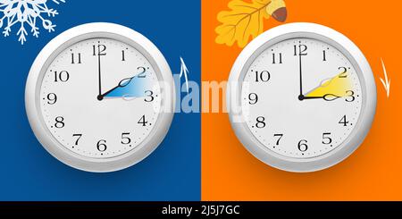 Instruction how to change a clock for daylight saving time Stock Photo