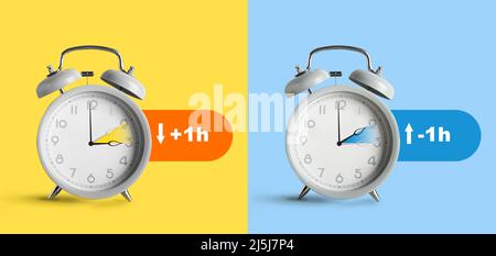 Instruction how to change a clock for daylight saving time Stock Photo