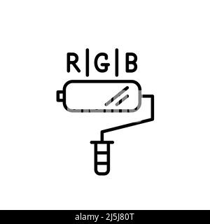Painter roll with rgb symbol. Pixel perfect, editable stroke line icon Stock Vector