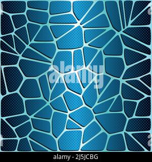 Blue dotted metallic sheet with blue metallic random path on it. Vector illustration Stock Vector