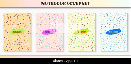 Simple Memphis vector notebook set Stock Vector