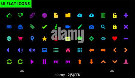 Colorful flat vector UI icons Stock Vector