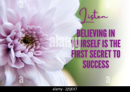 Inspirational quote text with white dahlia flower background. Motivational  concept Stock Photo - Alamy