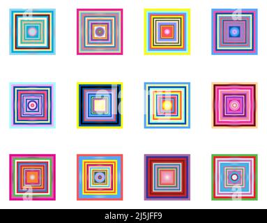Multiple square colorful vector elements set Stock Vector