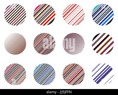 Colorful circle shaped stripes vector element set Stock Vector