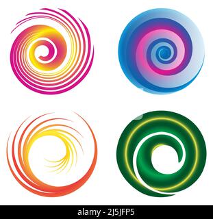 Abstract colorful spiral design vector element set Stock Vector