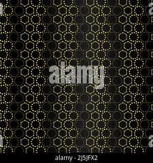 Golden geometric dotted hexagon circle vector pattern Stock Vector