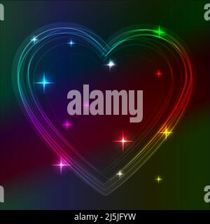 Heart on green blue red pink gradient background. Vector illustration Stock Vector