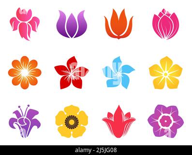 Abstract various flower vector element set Stock Vector