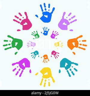 Colorful hands in circle position vector illustration Stock Vector