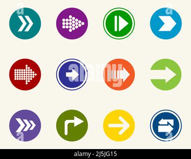 Arrows in different color vector icon set Stock Vector
