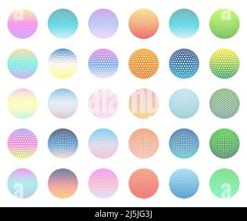 Gradient dotted sphere globes vector element set Stock Vector