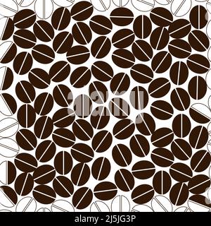 Coffee beans flat and line style wallpaper background. Vector illustration Stock Vector