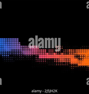 Pixel background in blue pink and orange gradient colors. Vector illustration Stock Vector