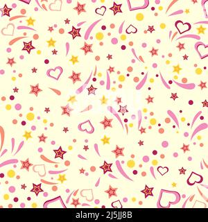 Heart star dot colorful vector pattern Stock Vector