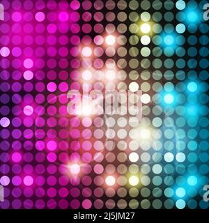 Sparkling disco background in pink purple and blue color. Vector illustration Stock Vector