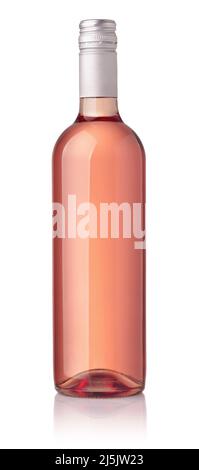 Front view of rose wine bottle isolated on white Stock Photo