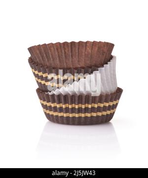 Stack of empty candy paper cups isolated on white Stock Photo