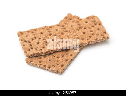 Pair of crunchy multigrain crispbread isolated on white Stock Photo