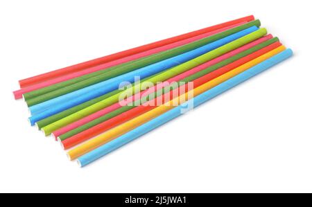 Colorful paper drinking straws isolated on white Stock Photo