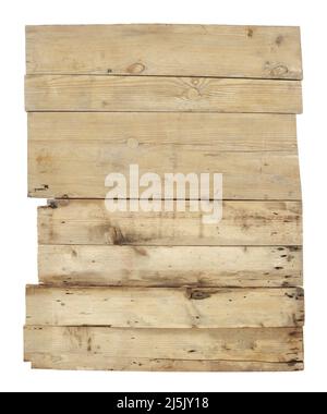 Old wooden board plank isolated on white background Stock Photo