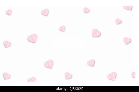 Valentine s paper confetti pink or purple hearts flying in the isolated white background. Pink or purple sign symbols of love border for Happy Mother Stock Vector