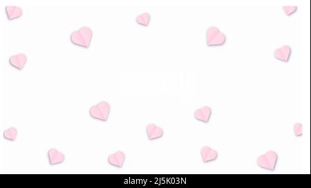 Valentine s paper confetti pink or purple hearts flying in the isolated white background. Pink or purple sign symbols of love border for Happy Mother Stock Vector